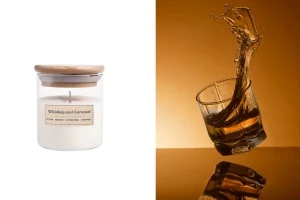 Whiskey and Caramel Αρωματικό κερί σόγιας με βαμβακερό φυτίλι (110gr)-1