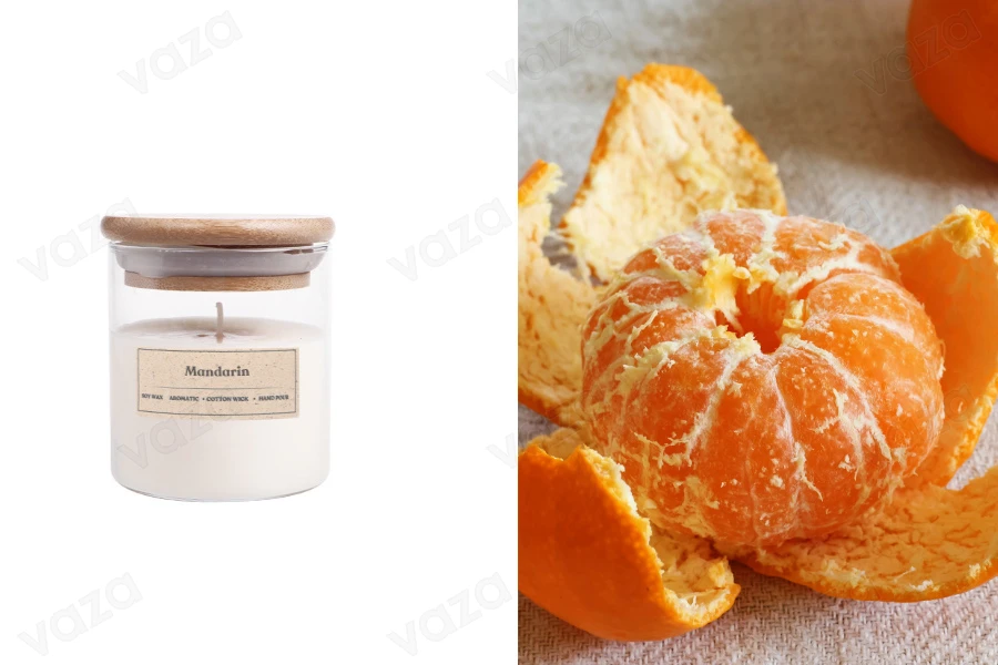 Bougie de soja parfumée à la mandarine avec mèche en bois (110gr) Bougie de soja parfumée à la mandarine avec mèche en bois (110gr)-εικόνα_προϊοντική