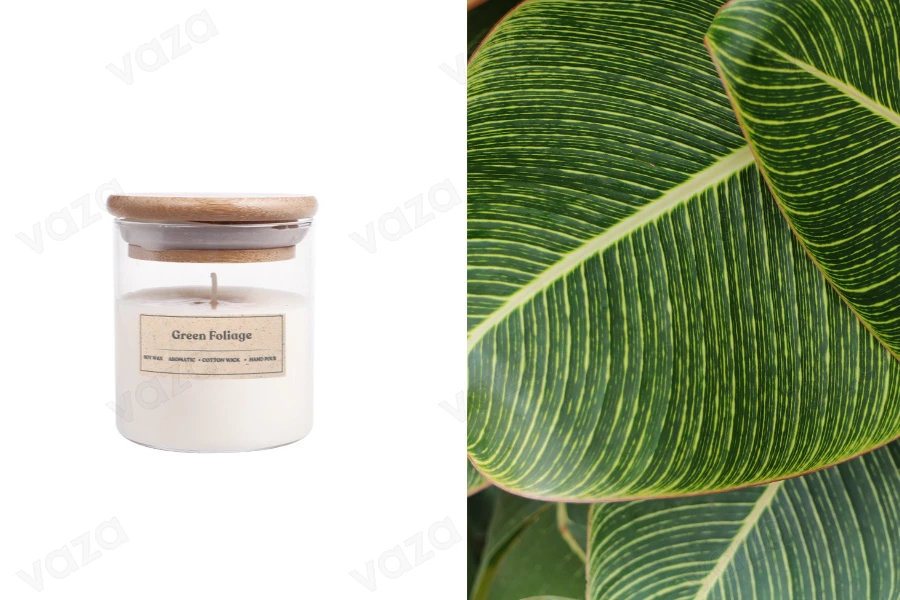 Green Foliage Qiri aromatik soje me fitil pambuku (110gr)-imazh_produkt