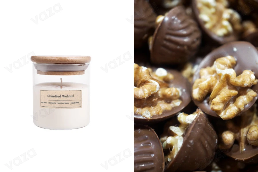 Candied Walnut Bougie de soja aromatique avec mèche en bois (110gr)-photo_produit