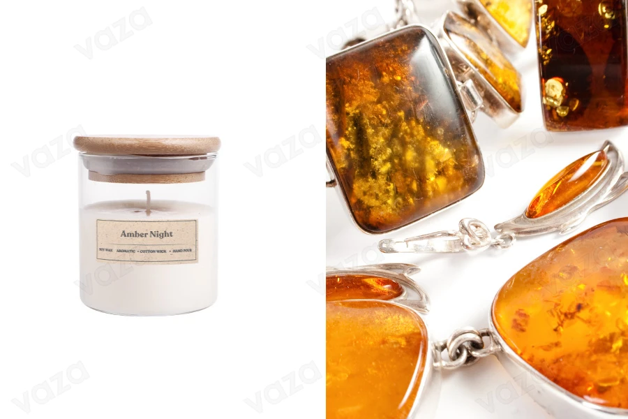 Amber Night Bougie de soja aromatique avec mèche en bois (110gr)-photo_produit