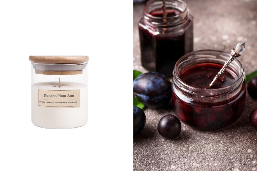 Damson Plum Jam Αρωματικό κερί σόγιας με βαμβακερό φυτίλι (110gr)