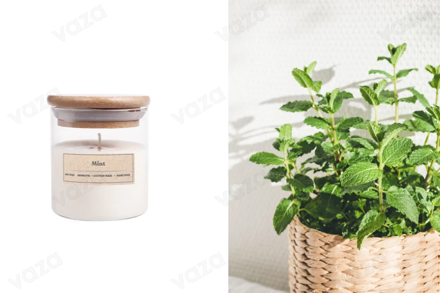 Mint Duftende Sojakerze mit Holzdocht (110 gr) Mint Duftende Sojakerze mit Holzdocht (110 gr)-εικόνα_προϊοντική