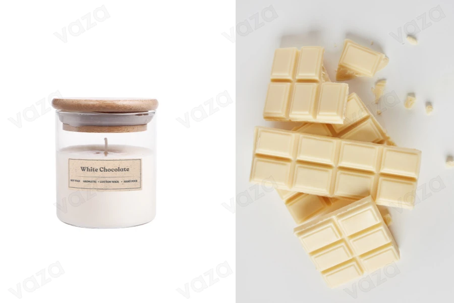 White Chocolate Bougie de soja aromatique avec mèche en bois (110gr) White Chocolate Bougie de soja aromatique avec mèche en bois (110gr)-εικόνα_προϊοντική