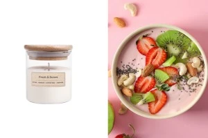 Fresh & Sweet Candela aromatica di soia con stoppino in legno (110gr)-1