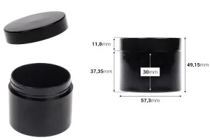 Βάζο μαύρο ακρυλικό 70 ml για κρέμες με εσωτερικό liner σε συσκευασία 12 τεμαχίων-2