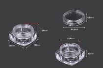 Βαζάκι ακρυλικό  τετράγωνο 5 ml διάφανο με  καπάκι για κρέμες -συσκευασία 12 τεμαχίων