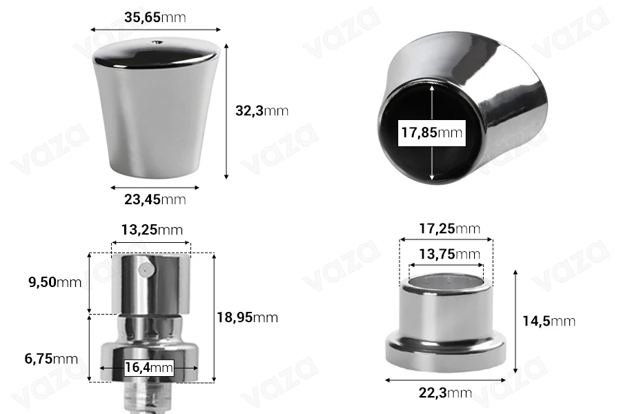 Silberner Sprühverschluss für Parfümflaschen mit Crimp-Sicherheitsverschluss 15 mm Silberner Sprühverschluss für Parfümflaschen mit Crimp-Sicherheitsverschluss 15 mm-εικόνα_διαστάσεις