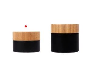Pot en verre 30 ml avec couvercle en bambou et joint en plastique de couleur transparente ou noire-5