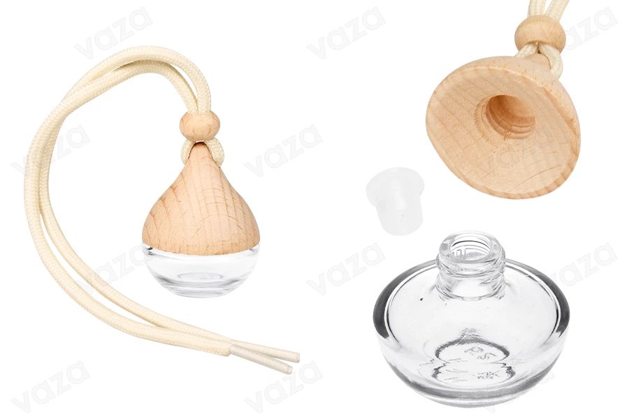 5ml Glasflasche mit Holzverschluss und Zapfhahn für Autoparfüm – 25 Stück-produktbild