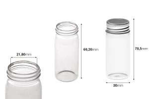 Flacon en verre de 30 ml avec bouchon en aluminium - lot de 12 pièces-2