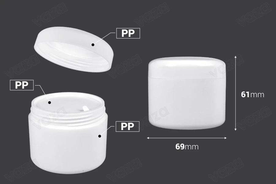 Plastic jar 100ml white with plastic gasket-bildabmessungen