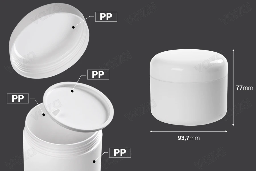Πλαστικό βάζο 300 ml λευκό, δίπατο με πλαστικό παρέμβυσμα Πλαστικό βάζο 300 ml λευκό, δίπατο με πλαστικό παρέμβυσμα-εικόνα_διαστάσεις