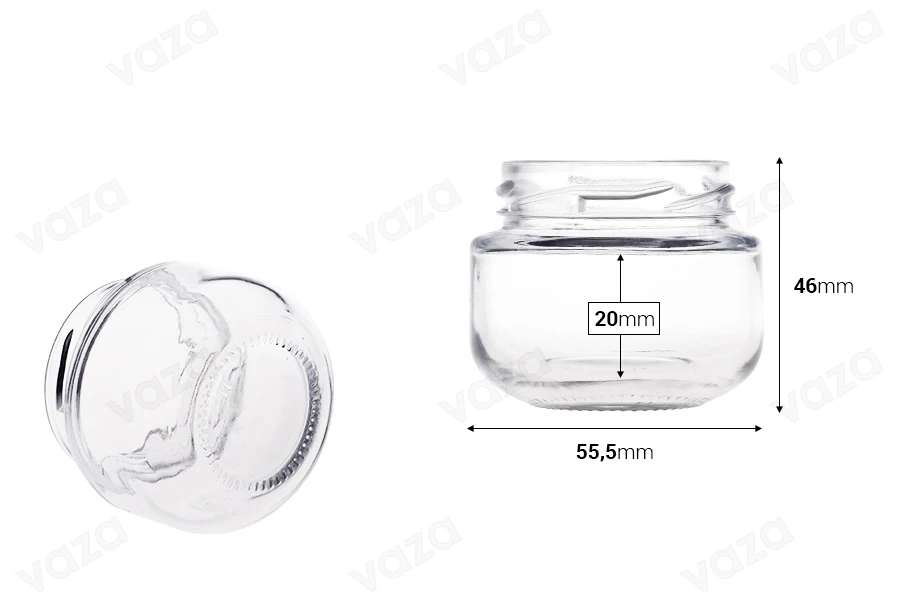 Γυάλινο βαζάκι για κρέμες 65 ml* Γυάλινο βαζάκι για κρέμες 65 ml*-εικόνα_διαστάσεις