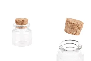 Bottiglietta per bomboniera da 10 ml con tappo in sughero per matrimonio e battesimo 30x35 mm - 12 pz-1