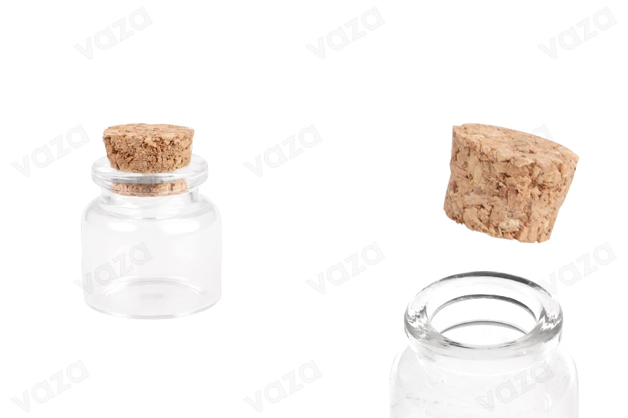Shishe e vogël me tapë korku 10 për dasëm dhe pagëzim 30x35 mm - 12 copë-imazh_produkt