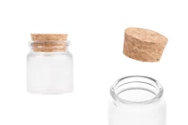 Bottiglietta per bomboniera da 20 ml con tappo in sughero per matrimonio e battesimo 37x47mm - 12 pz