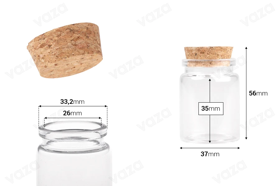 Μπομπονιέρα μπουκαλάκι 40 ml για γάμο και βάπτιση, γυάλινο με φελλό 37x56 mm - 12 τμχ Μπομπονιέρα μπουκαλάκι 40 ml για γάμο και βάπτιση, γυάλινο με φελλό 37x56 mm - 12 τμχ-εικόνα_διαστάσεις