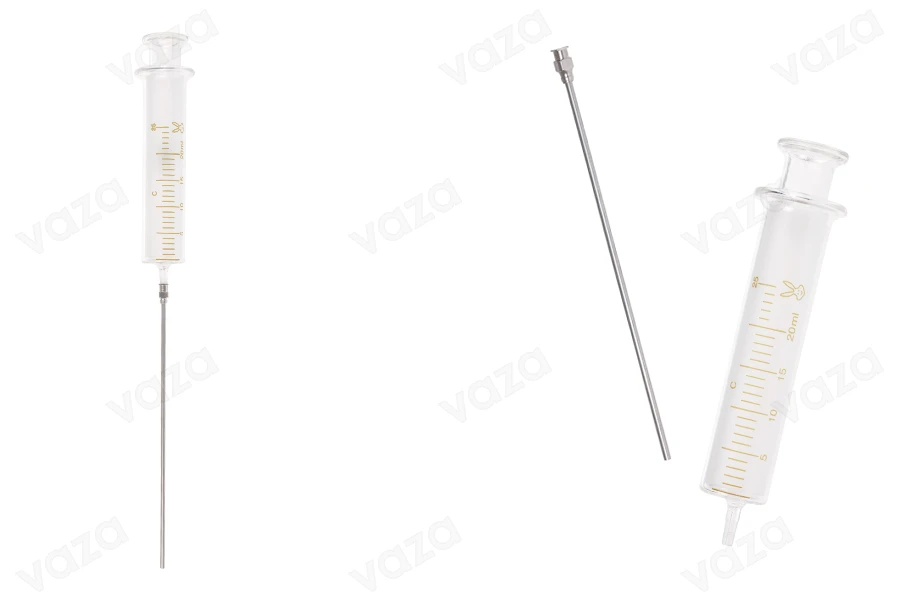 Shiringë qelqi 20 ml me gjilpërë metalike Shiringë qelqi 20 ml me gjilpërë metalike-imazh_produkt