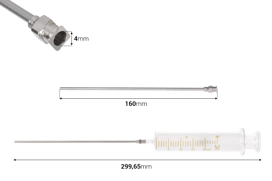 Γυάλινη σύριγγα 20 ml με μεταλλική βελόνα