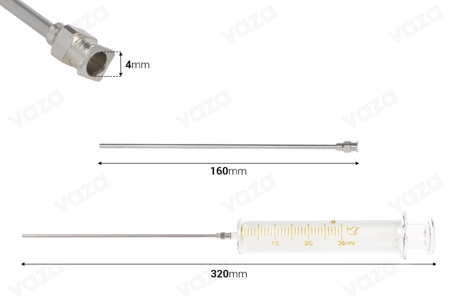 Γυάλινη σύριγγα 30 ml με μεταλλική βελόνα-εικόνα_διαστάσεις