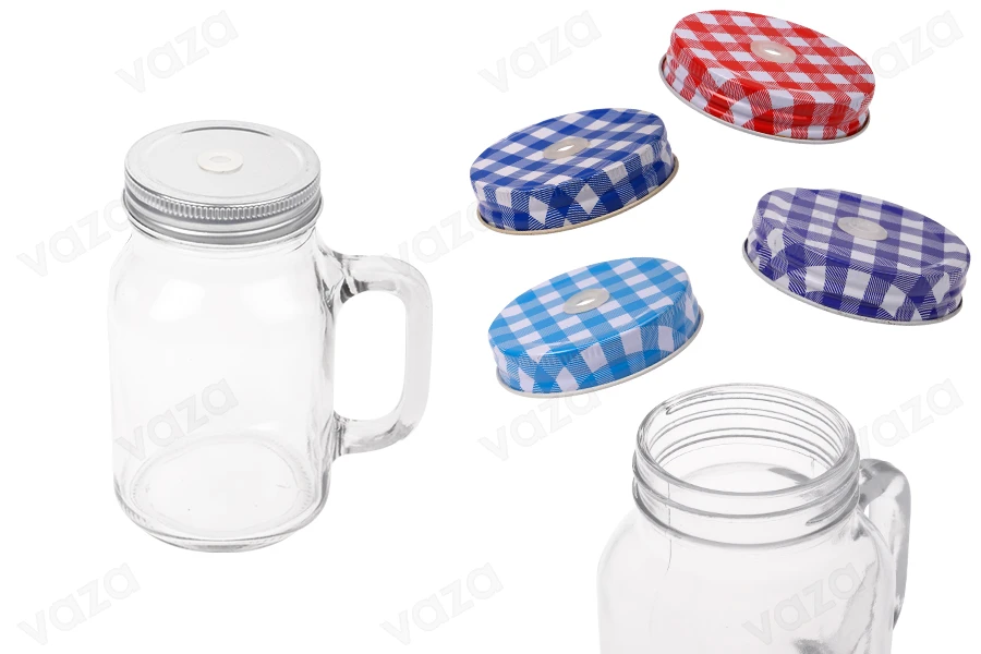 Βάζο με χερούλι 550ml με μεταλλικό καπάκι και τρύπα για καλαμάκι για πορτοκαλάδα, cocktail καφέ-εικόνα_προϊοντική