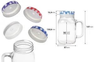 Glas 550ml mit Henkel und Deckel mit Öffnung für Strohhalm-2