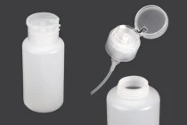 Flacone in plastica da 200 ml con dosatore a pompetta per acetone - 12 pz Flacone in plastica da 200 ml con dosatore a pompetta per acetone - 12 pz