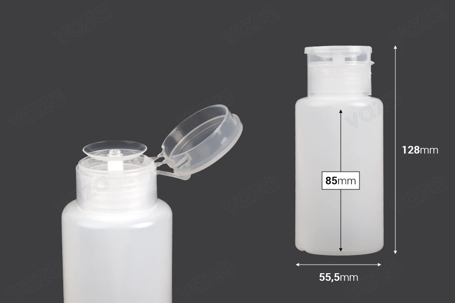 Flacon en plastique 200 ml avec distributeur à pompe pour acétone - 12 pcs Flacon en plastique 200 ml avec distributeur à pompe pour acétone - 12 pcs-εικόνα_διαστάσεις