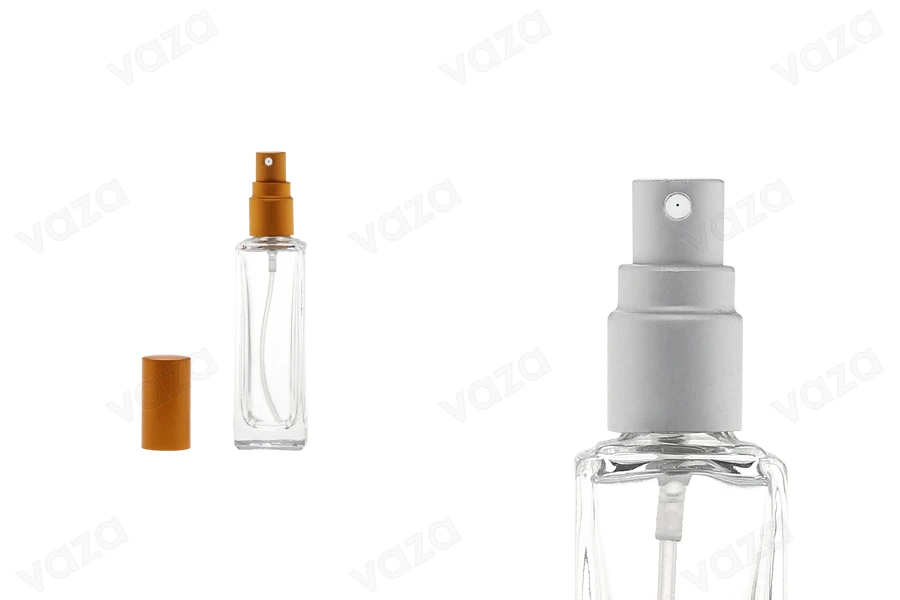 Flacone di vetro da 20 ml con spray e tappo opaco (PP 15), disponibile nei colori argento o oro - confezione da 12 pezzi.-εικόνα_προϊοντική