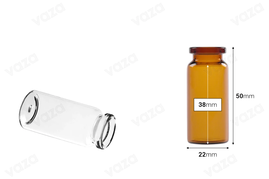 Flacon de 10 ml en verre, de couleur caramel pour médicaments et homéopathie - 12 pcs-photo_dimensions