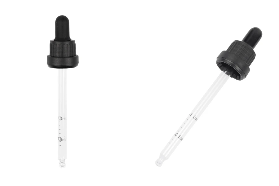Dropper 100 ml with black wide tamper-evident cap and rubber teat in shiny black or black MAT - individually wrapped Dropper 100 ml with black wide tamper-evident cap and rubber teat in shiny black or black MAT - individually wrapped