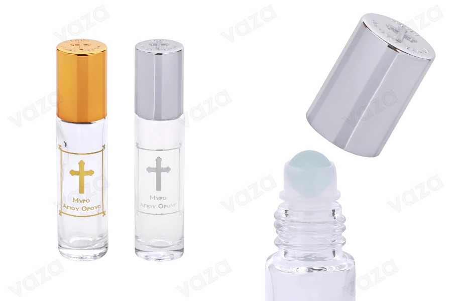 Roll on 10 ml glass with balloons, "Mount Athos" print and aluminum lid for churches - monasteries Roll on 10 ml glass with balloons, "Mount Athos" print and aluminum lid for churches - monasteries-image_product