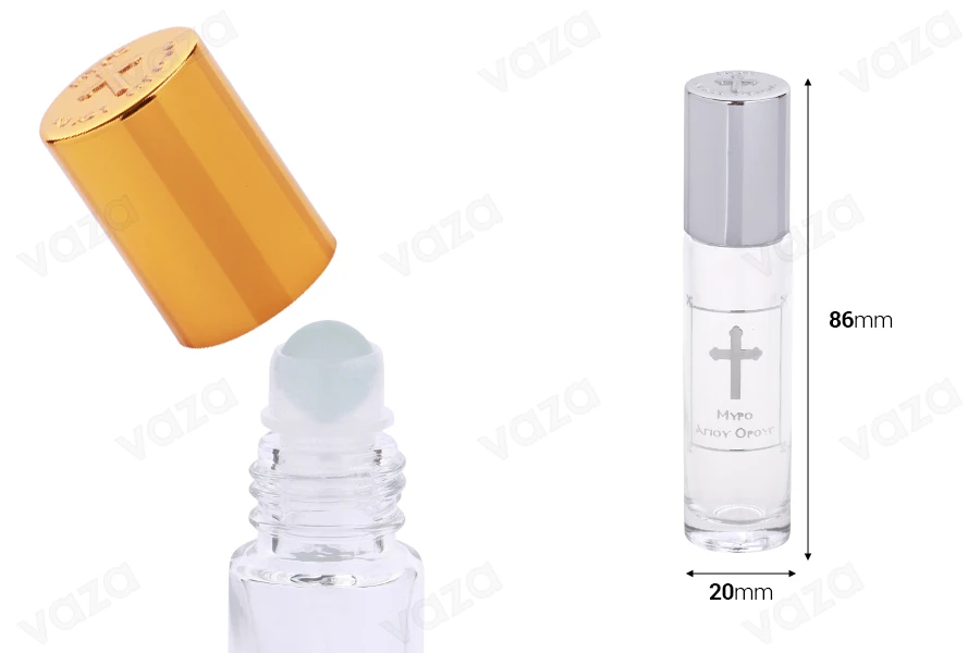 Roll on 10 ml glass with balloons, "Mount Athos" print and aluminum lid for churches - monasteries Roll on 10 ml glass with balloons, "Mount Athos" print and aluminum lid for churches - monasteries-image_dimensions
