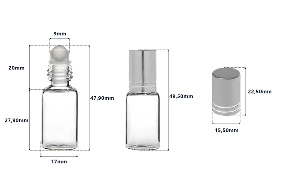 Γυάλινο φιαλίδιο roll-on 5ml σε διάφορα χρώματα