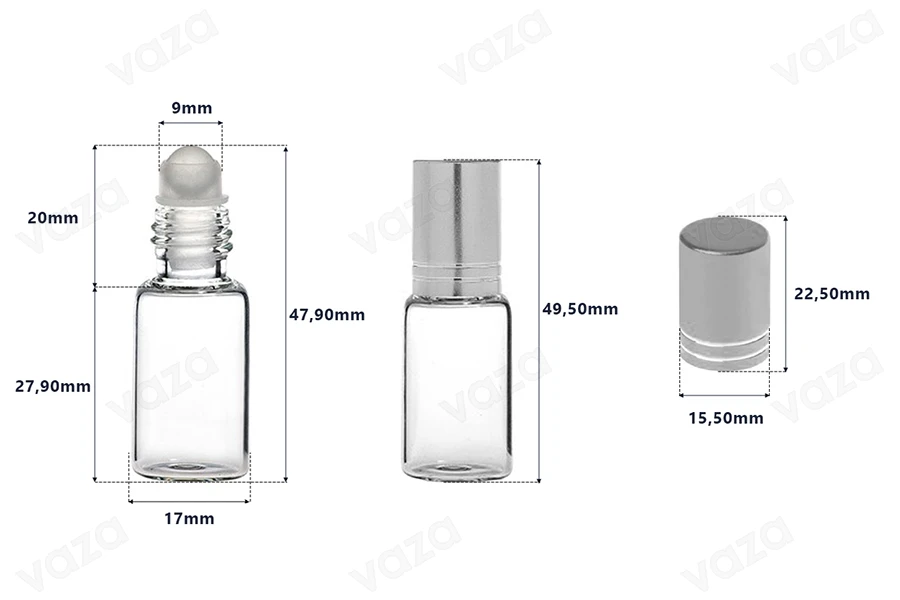 Mini Roll-on Flasche 5ml in verschiedenen Farben-bildabmessungen