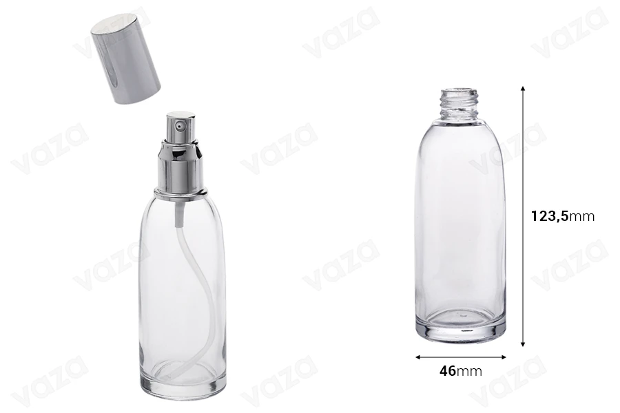 Φιάλη γυάλινη διάφανη 100 ml (PP 20) Φιάλη γυάλινη διάφανη 100 ml (PP 20)-εικόνα_διαστάσεις