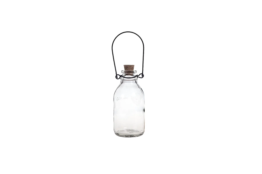 100ml glass bottle with metal hanger and cone cork stopper 100ml glass bottle with metal hanger and cone cork stopper