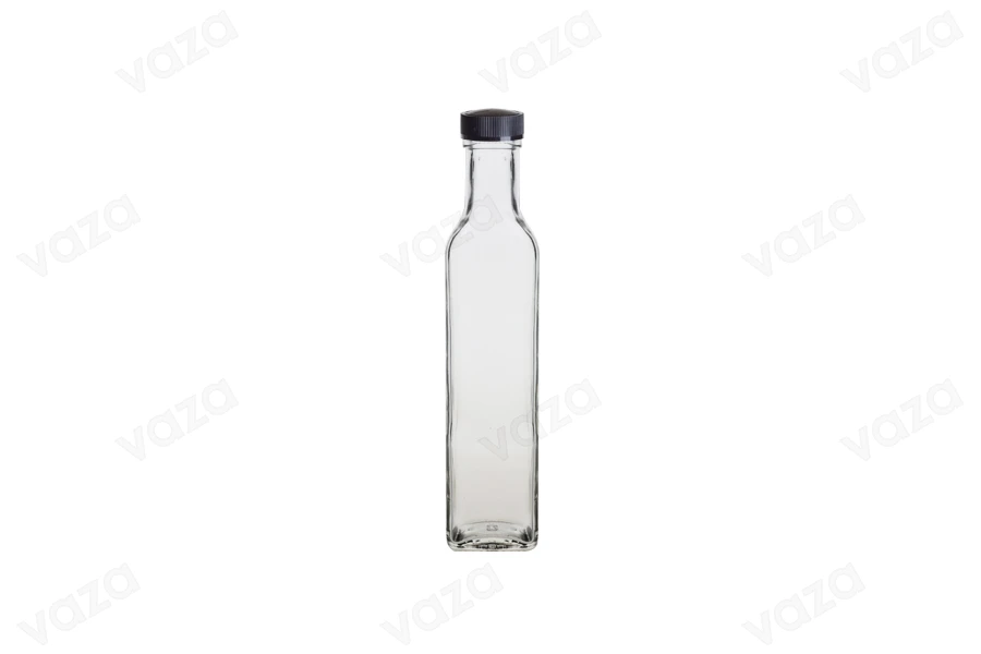 Transparent 500ml marasca glass bottle for olive oil with PP31.5 mouth - available in a package with 35 pcs Transparent 500ml marasca glass bottle for olive oil with PP31.5 mouth - available in a package with 35 pcs-image_dimensions