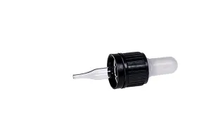 Compte-goutte - Pipette pointue en verre 5 ml en pack individuel (bouchon inviolable noir - tétine transparente)-1