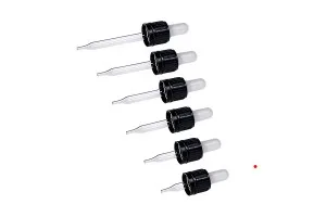Compte-goutte - Pipette pointue en verre 5 ml en pack individuel (bouchon inviolable noir - tétine transparente)-2
