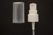 Plastic cream dispenser pump with transparent overcap and PP20 finish. Plastic cream dispenser pump with transparent overcap and PP20 finish.