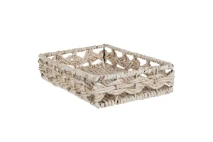 Rectangular wicker basket with metal frame, knitted with rod lining - 300x200x68-1