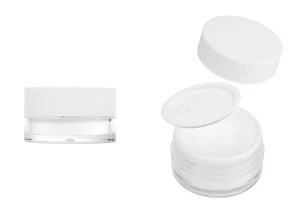 25 ml acrylic jar in white color with internal gasket on the lid and plastic on the jar-image_product