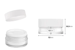 25 ml acrylic jar in white color with internal gasket on the lid and plastic on the jar-image_dimensions