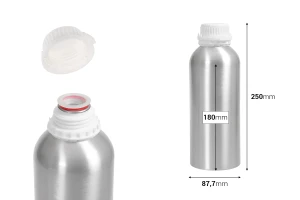 Aluminum bottle 1000 ml for storing essence, perfumes and alcoholic solutions with tamper-evident cap-image_dimensions
