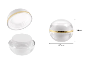Vasetto di lusso sferico in acrilico da 5 ml con guarnizione interna sul tappo e a doppia parete- 12 pz-εικόνα_διαστάσεις