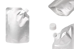 Συσκευασία (ασκός) αλουμινίου τύπου Doy Pack 500 ml με πλαϊνό λευκό καπάκι ασφαλείας - 50 τμχ-εικόνα_προϊοντική