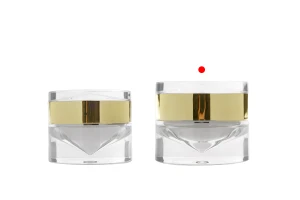 Barattolo di lusso in acrilico a doppio fondo trasparente e color oro da 50 ml per crema, con coperchio in acrilico e guarnizione in plastica-5