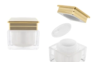 Barattolo acrilico di lusso da 50 ml per crema color perla con guarnizione in plastica-1
